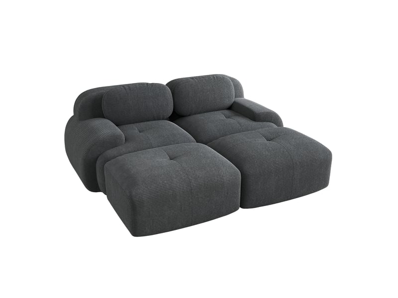  Canapé 2 places modulable en velours côtelé gris  - Conforama A
