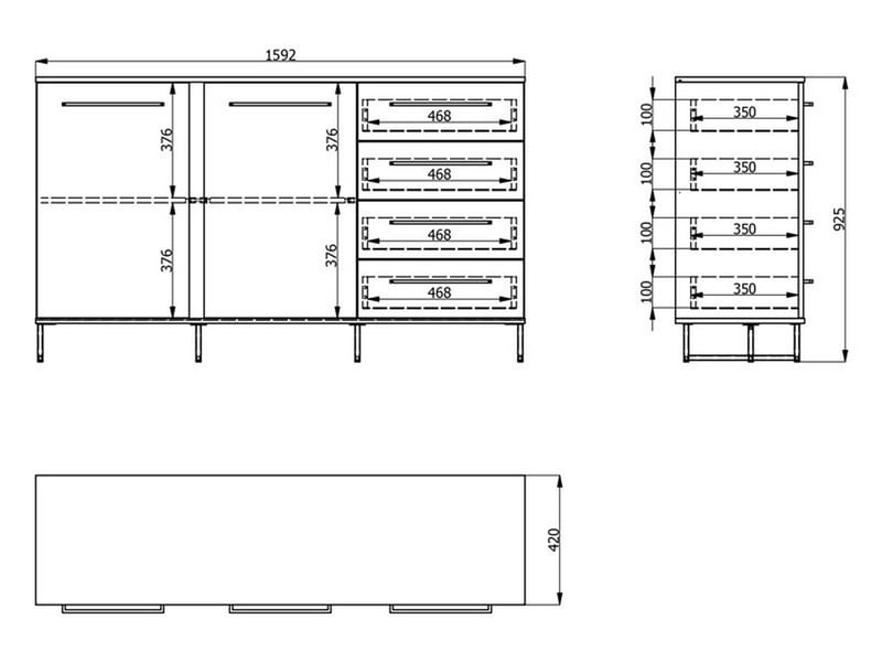  Buffet ceredano, bahut 4 tiroirs, 159x42x95h cm marron chêne noueux Ceredano - Conforama D