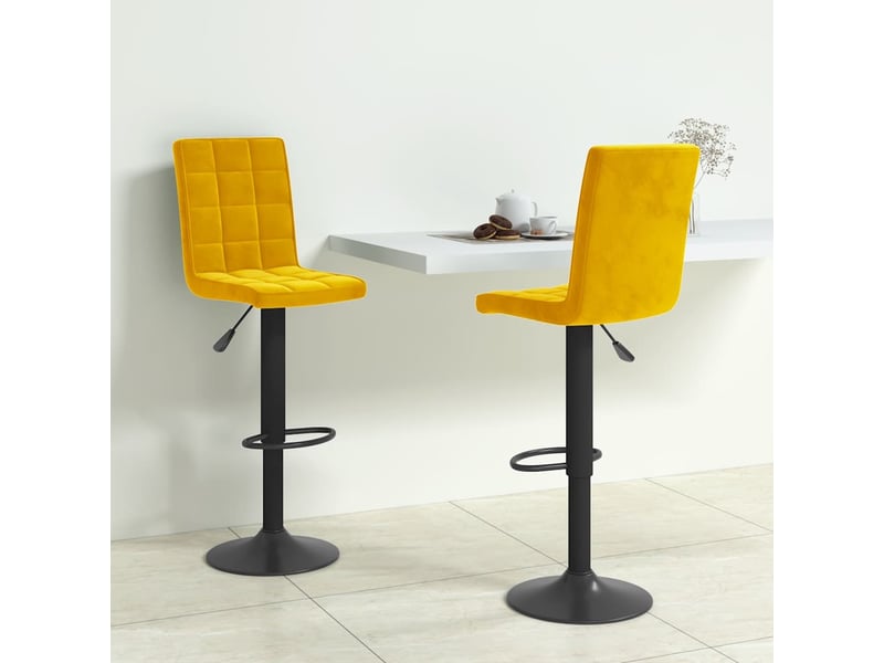  Lot de 2 tabouret de bar, chaise de bar jaune moutarde velours shl81877  - Conforama B