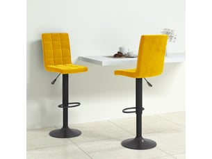 Lot de 2 tabouret de bar, chaise de bar jaune moutarde velours shl81877