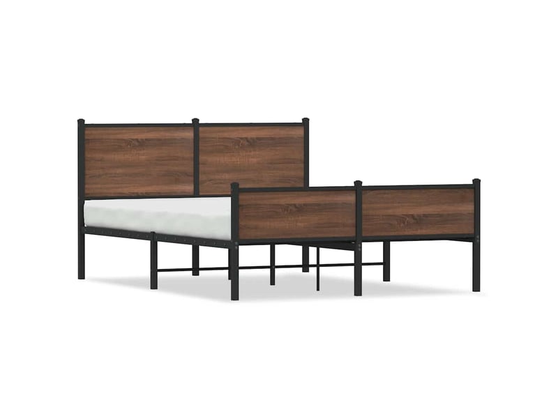 Lit adulte, lit semi-double, cadre de lit en métal sans matelas chêne marron 137x190cm cf7905 - Conforama A