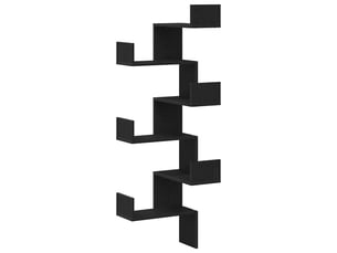 Étagère d'angle flottante, étagère murale chêne noir 45 x 45 x 147 cm cf41397