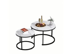 Table basse rond(e) coloris blanc <strong></strong> <strong></strong> - 70.5 cmx45.5 cm