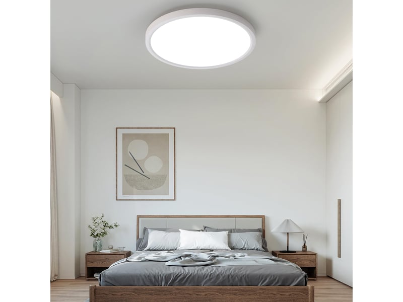  Plafonnier led rond extra-plat 18 w, 4000 k, ø 23 cm, blanc  - Conforama B