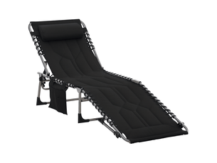 Transat pliable avec dossier réglable 5 positions et poche noir 188 x 57 x 30 cm