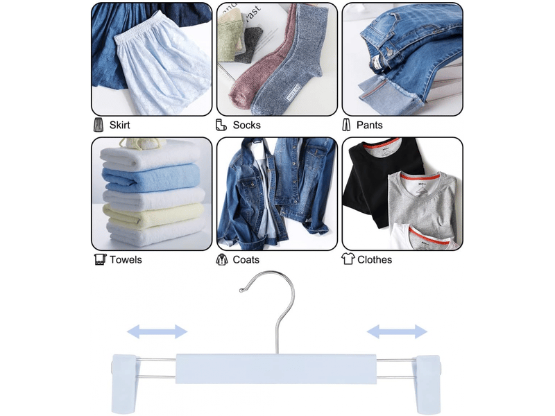 Cintres, cintres pour jupes peu encombrants avec crochets pivotants à 360°, cintres à pinces réglables, cintres pour manteaux, jeans (lot de 10, bleu - Conforama D