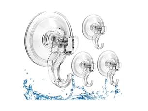 Lot de 4 ventouses avec crochet pour maison, 3 kg transparent | crochets à ventouse: pour salle de bains, cabine de douche, cuisine