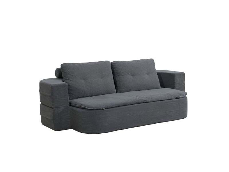  Canapé compressé convertible 2-3 places + couette en velours côtelé gris foncé watford  - Conforama A