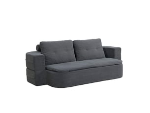 Canapé compressé convertible 2-3 places + couette en velours côtelé gris foncé watford