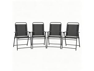 Lot de 4 chaises de jardin pliantes 65x60x94 cm – noir – dossier haut, accoudoirs et structure acier