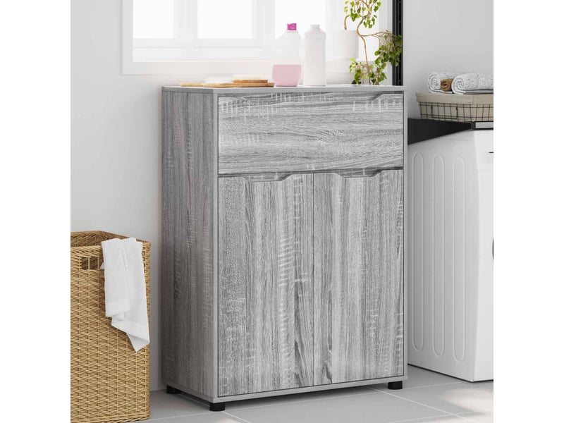 Cabinet de salle de bain, meuble de rangement gris sonoma 72.5x36.5x100 cm  - Conforama D