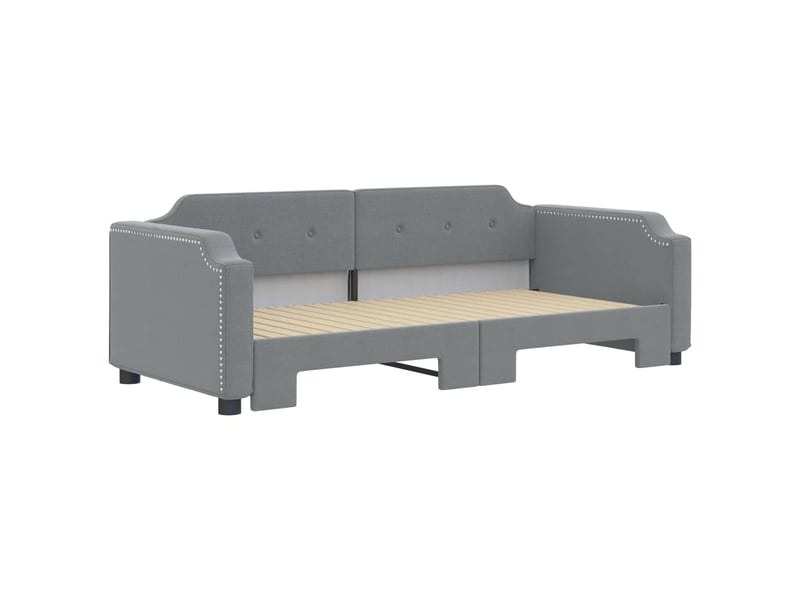  Lit simple- lit adulte -  lit de jour avec lit gigogne gris clair 90x190 cm tissu  - Conforama B