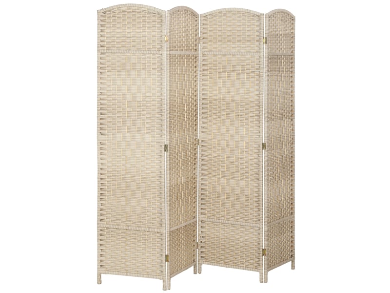  Paravent intérieur 4 panneaux pliables en bois séparateur de pièce style bohème tissé  - Conforama A