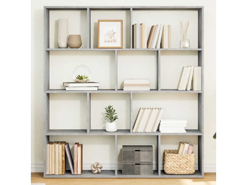  Bibliothèque, meuble de rangement salon gris béton 132x29x141,5 cm bois d'ingénierie  - Conforama B