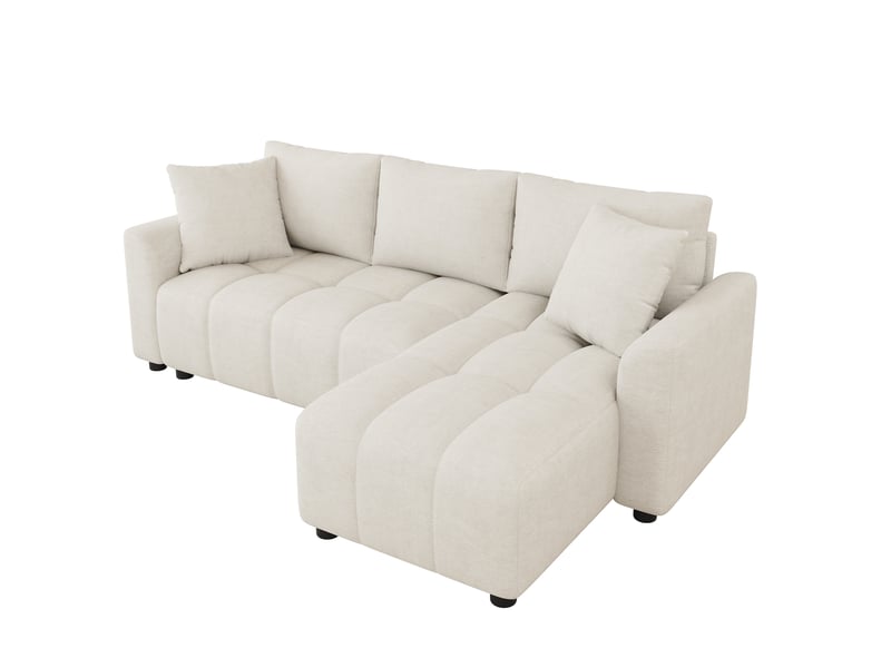 Canapé 3 places convertible en l,204x127x82.5cm tissu chenille, avec 2 coussins décoratifs, design moderne, beige, pour salon et appartement BUYDEEMEUS - Conforama A