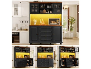 Buffet 4 porte(s)  4 tiroir(s) <strong></strong> <strong>Morn Vibe</strong> - 140 cm coloris noir 