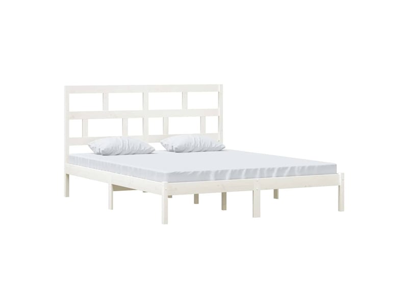  Lit double- lit adulte -  cadre de lit sans matelas blanc bois massif 160x200 cm  - Conforama B