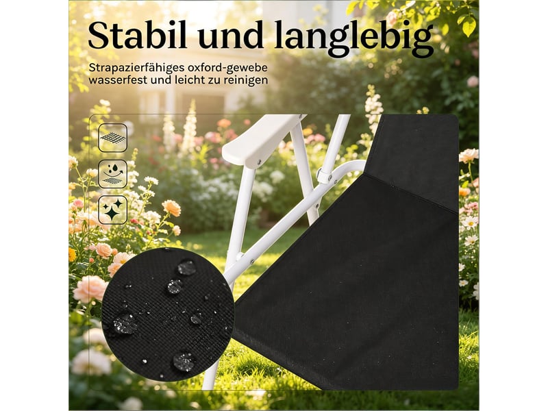  Chaise de camping pliable,58x53x76 cm,avec accoudoirs,tissu oxford,noir  - Conforama D
