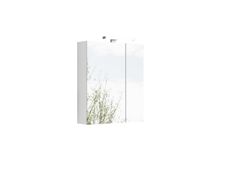  Armoire de toilette miroir murale blanche 60 x 16 x 70 cm avec éclairage led et prise française  - Conforama A