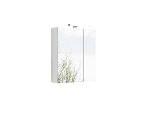 Armoire de toilette miroir murale blanche 60 x 16 x 70 cm avec éclairage led et prise française