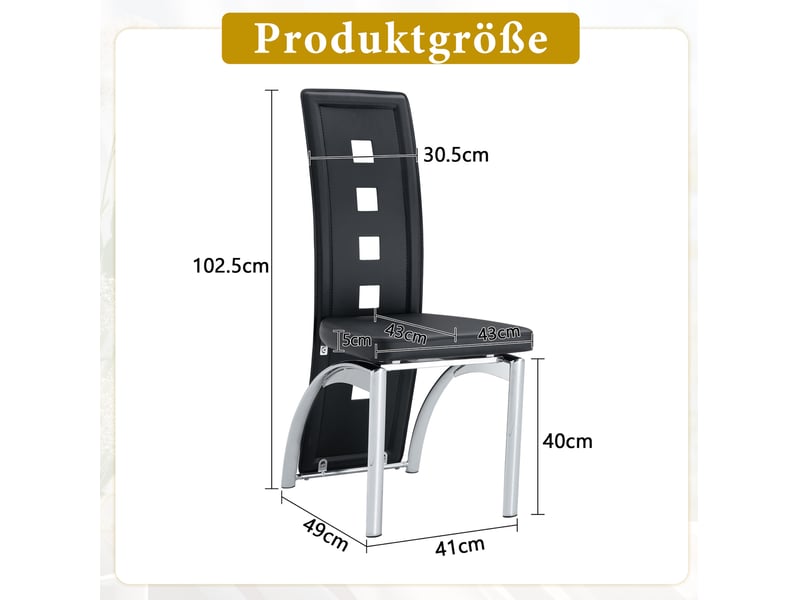  Lot de 2 chaises de salle à manger noires et argentées en pu et métal  - Conforama E