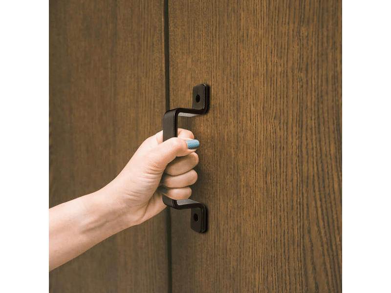  2 poignées pour porte de grange, pour portail en bois, abri de jardin, armoires de cuisine, couleur noire (157 x 25 x 35 mm)  - Conforama B