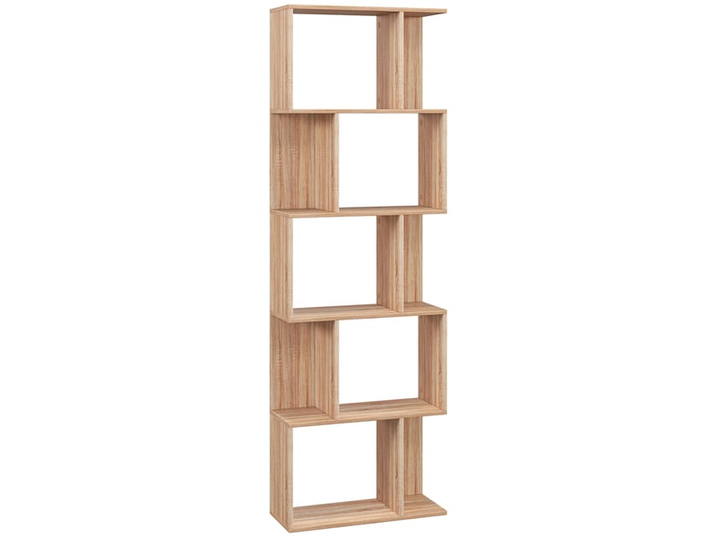  Bibliothèque en bois à 5 étagères avec séparateur, 60 x 24 x 184,5 cm, couleur bois  - Conforama B