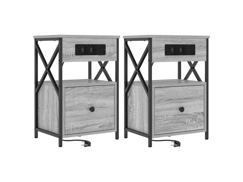  Table de chevet avec tiroir 2 pièces gris sonoma 40 x 31 x 60 cm  - Conforama A