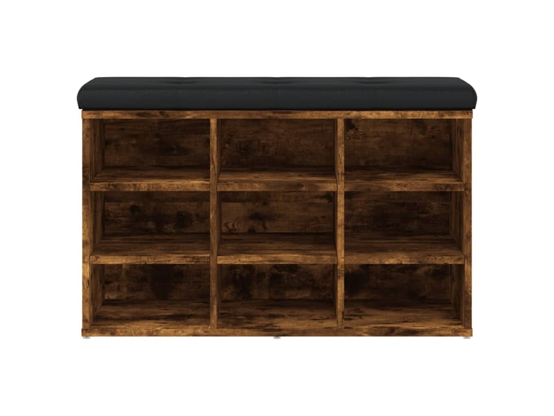  Banc à chaussures, banc de rangement chêne fumé 82x32x50 cm bois d'ingénierie  - Conforama D