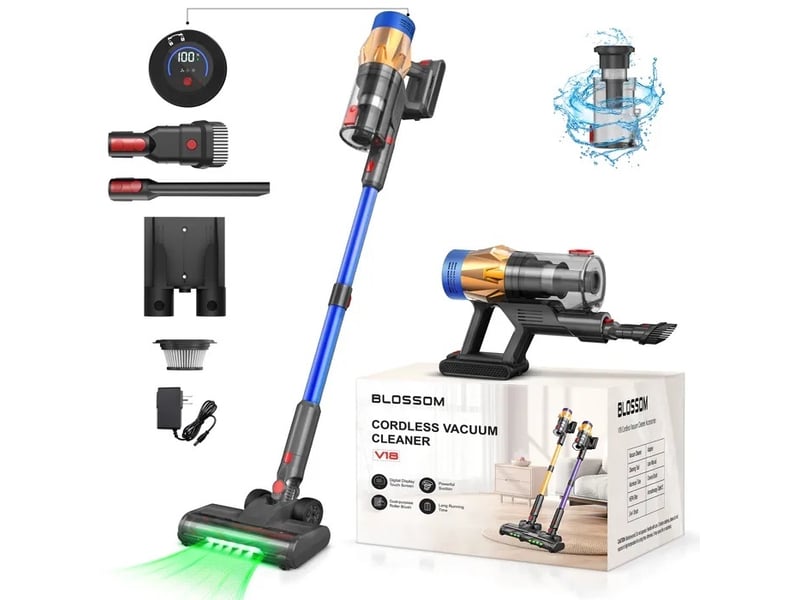  Aspirateur balai sans fil - 550w - 50kpa - 60min - capacité 1,5l - écran tactile-bleu  - Conforama A