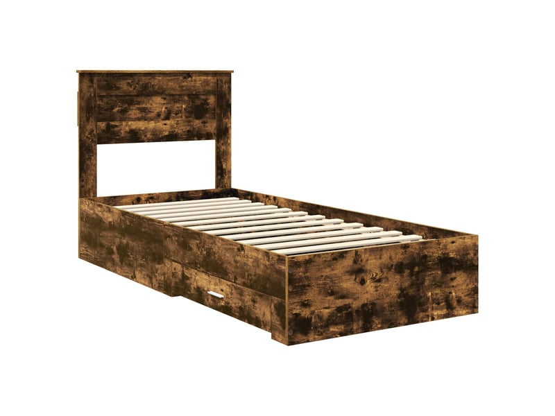  Lit simple, cadre de lit chêne fumé et argent 75 x 190 cm bois d'ingénierie shl53802  - Conforama D