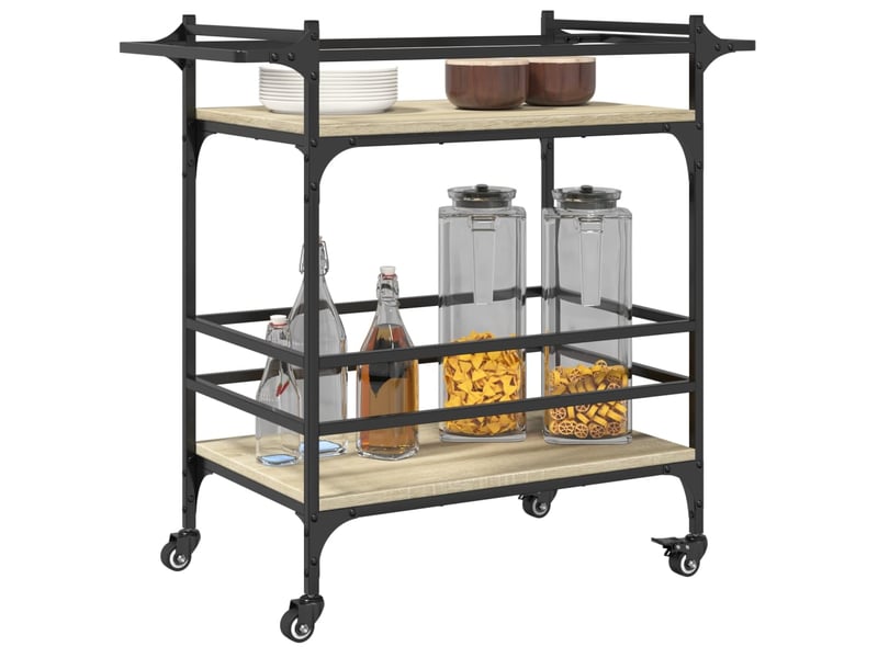 Desserte de cuisine, chariot de rangement chêne sonoma 82x40x78,5 cm bois d'ingénierie - Conforama E