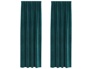 Lot de 2 rideaux, rideaux de fenêtre vert foncé 140 x 260 cm velours cf44131