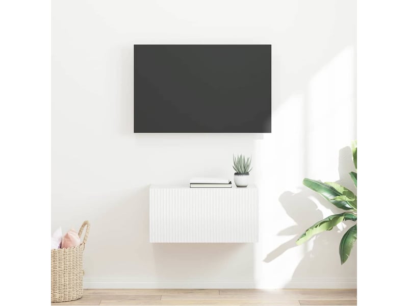  Meuble tv - banc tv - meuble de rangement mural 60 x 31 x 29,5 cm blanc brillant  - Conforama B