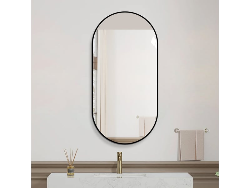  Miroir mural en arche avec cadre en aluminium noir 60 x 120 cm W3700P436499 - Conforama B