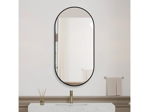 Miroir mural en arche avec cadre en aluminium noir 60 x 120 cm