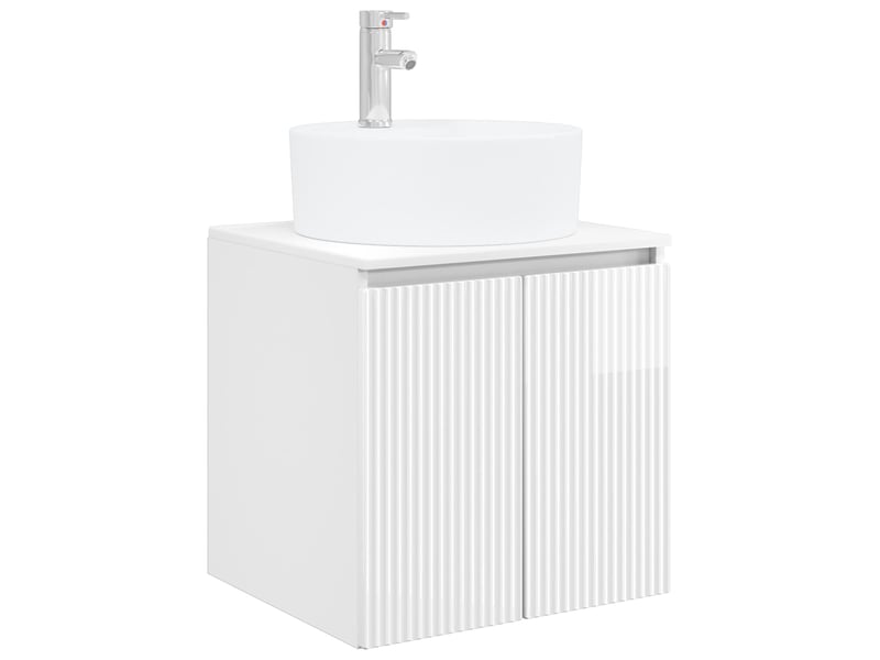 Vanité de lavabo mural, meuble de rangement blanc brillant 49.5x44.5x65 cm shl5742 - Conforama A