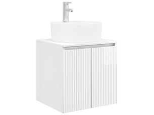 Vanité de lavabo mural, meuble de rangement blanc brillant 49.5x44.5x65 cm shl5742