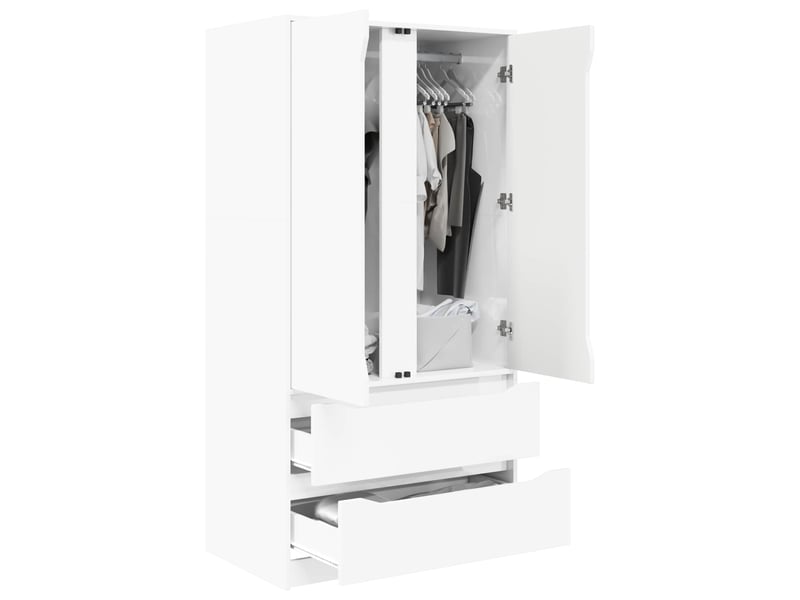  Armoire chambre, armoire de rangement blanc brillant 79,5x49x156 cm bois d’ingénierie  - Conforama C