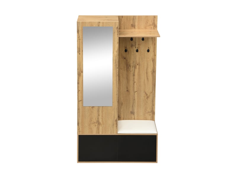  Portemanteau avec banc et rangement 100 x 191 cm en mdf noir et bois  - Conforama D
