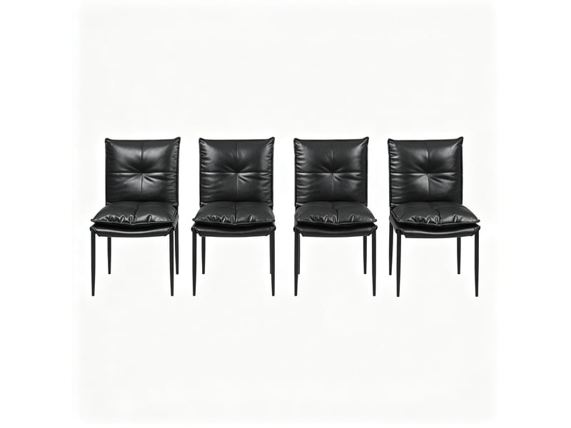  Lot de 4 chaises de salle à manger noires, pieds en métal T5828P542919 - Conforama A