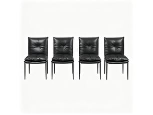 Lot de 4 chaises de salle à manger noires, pieds en métal
