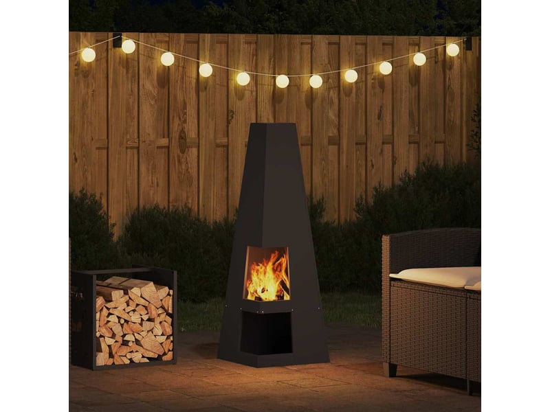  Brasero exterieur, foyer camping noir 35x35x100 cm acier patiné  - Conforama D