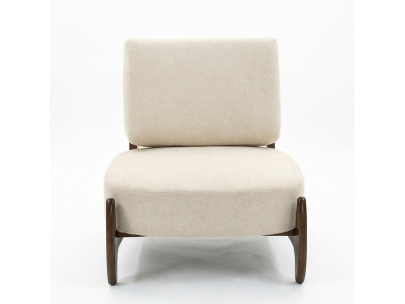  Fauteuil de salon beige en tissu, assise rembourrée 18 cm et structure en bois pour vos moments de détente  - Conforama A