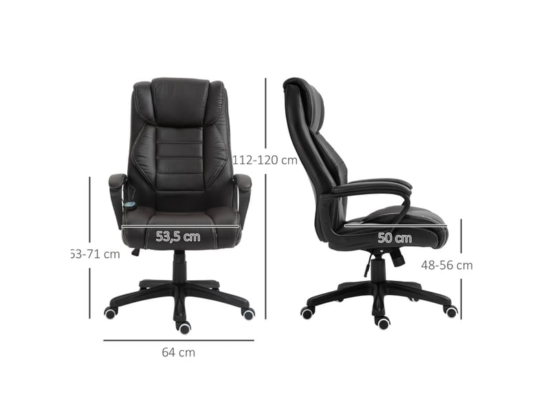  Fauteuil de bureau à massage vibrant 6 points en cuir contrecollé marron  - Conforama C