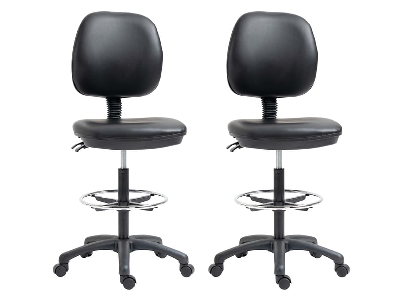  Lot de 2 tabourets à roulettes réglable en hauteur avec dossier inclinable et repose-pieds réglable 69-91 cm  - Conforama B