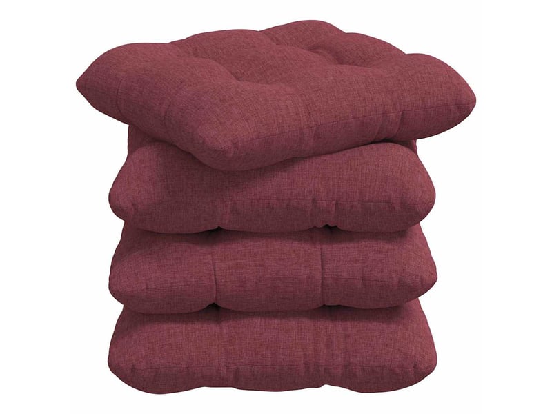  Lot de 4 coussins de siège, coussins décoratifs tissu bordeaux 40 x 40 x 12 cm cf59960  - Conforama A