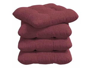 Lot de 4 coussins de siège, coussins décoratifs tissu bordeaux 40 x 40 x 12 cm cf59960