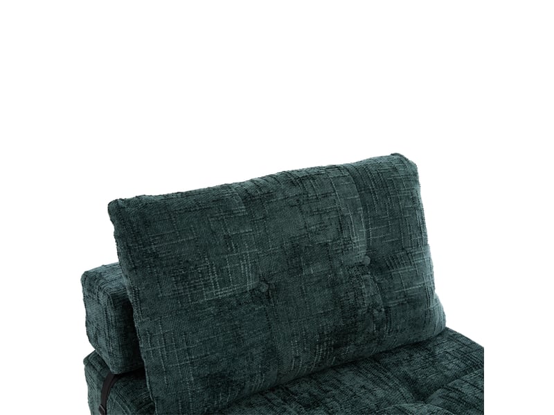  Canapé-lit pliant 79x79x57 cm, convertible avec coussins et dossier, revêtement chenille vert émeraude  - Conforama D