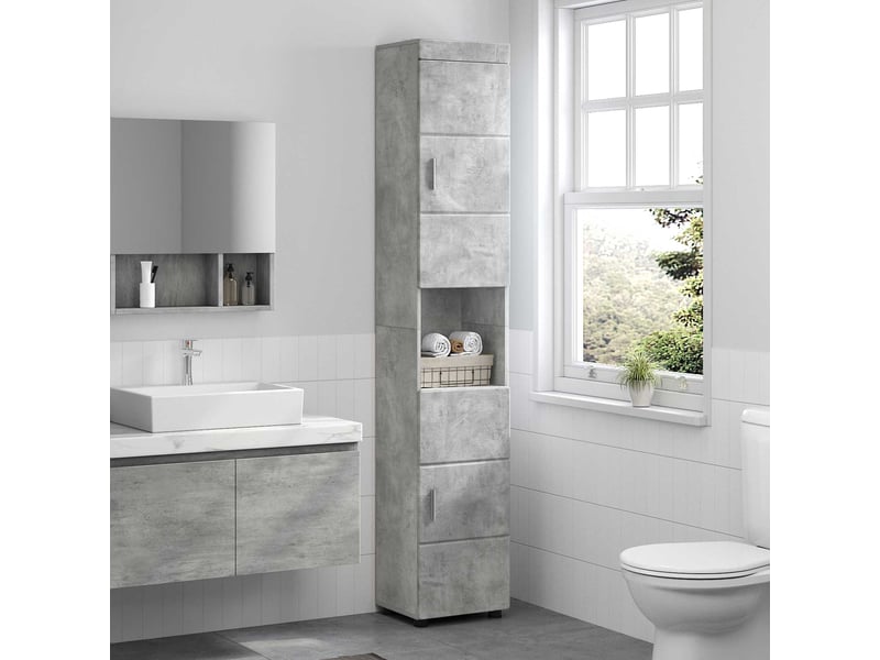  Ensemble d'armoire de salle de bain tulum gris béton cf62986  - Conforama D